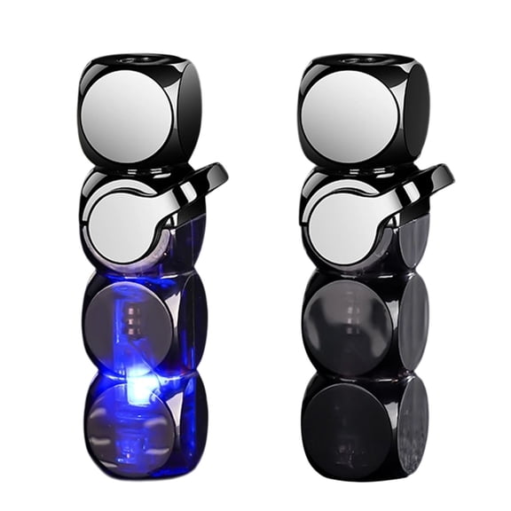 Windproof Butane Lighter - Dice-Shaped with Green Torch Flame & LED Lights for Outdoor Use and Candles(B)