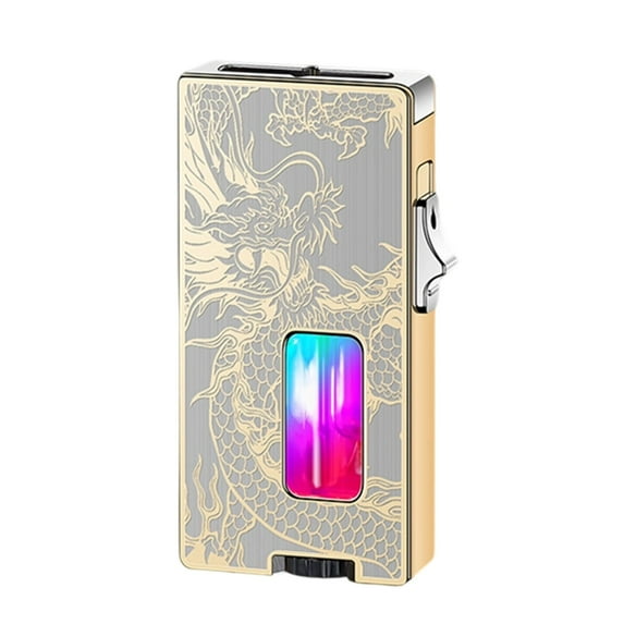 Windproof Butane Lighter with 7-Hole Wide Flame, Refillable Alloy Body, Transparent Fuel Window, Adjustable Flame & Safety Lock