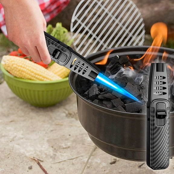 Taicans Windproof Butane Torch Lighter - 1300℃ Blue Flame for BBQ/Baking,3 Adjustable Settings,Refillable & Safe with Electronic Ignition,Portable Pocket Size (Outdoor Cooking)