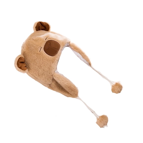 Windproof Cold Weather Pullover Hat Capybara Penguins Fleece Beanies For Hiking Travel And Winter Wear Themed Plush Earflap Hat With Thick Fleece Ear Protection Capybara Plush Cap Ears Beanies Hats