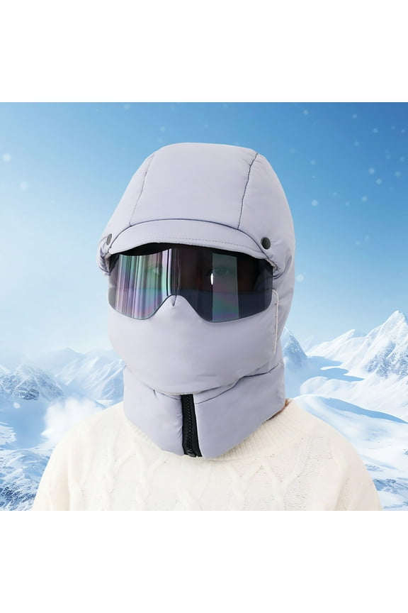 Windproof Coverage Outdoor Riding Mask with Glasses, Winter Windproof Warm Hat, Full Face Protection for Cycling