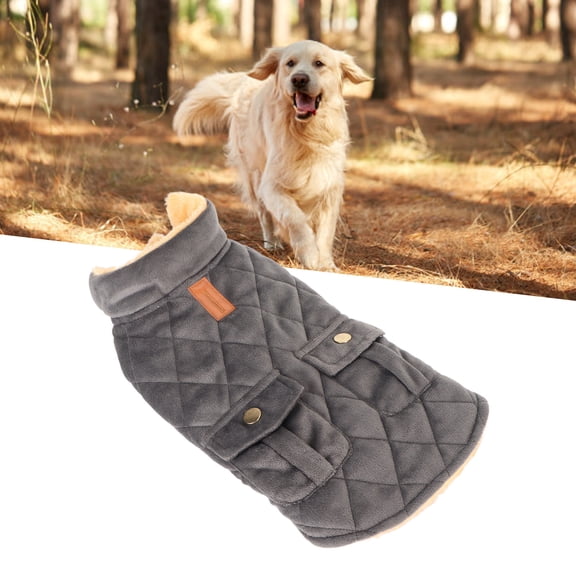 Windproof Dog Coat, Soft Flannel Exterior, Cotton Lined, Adjustable Belly Strap For Snug Fit
