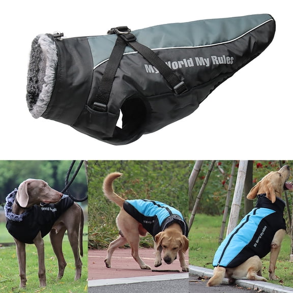 Windproof Dog Cold Weather Coat, Reflective Pet Winter Thick Warm Outdoor Jacket Comfy Cotton Apparel Padded Vest for Small Medium Large Dogs