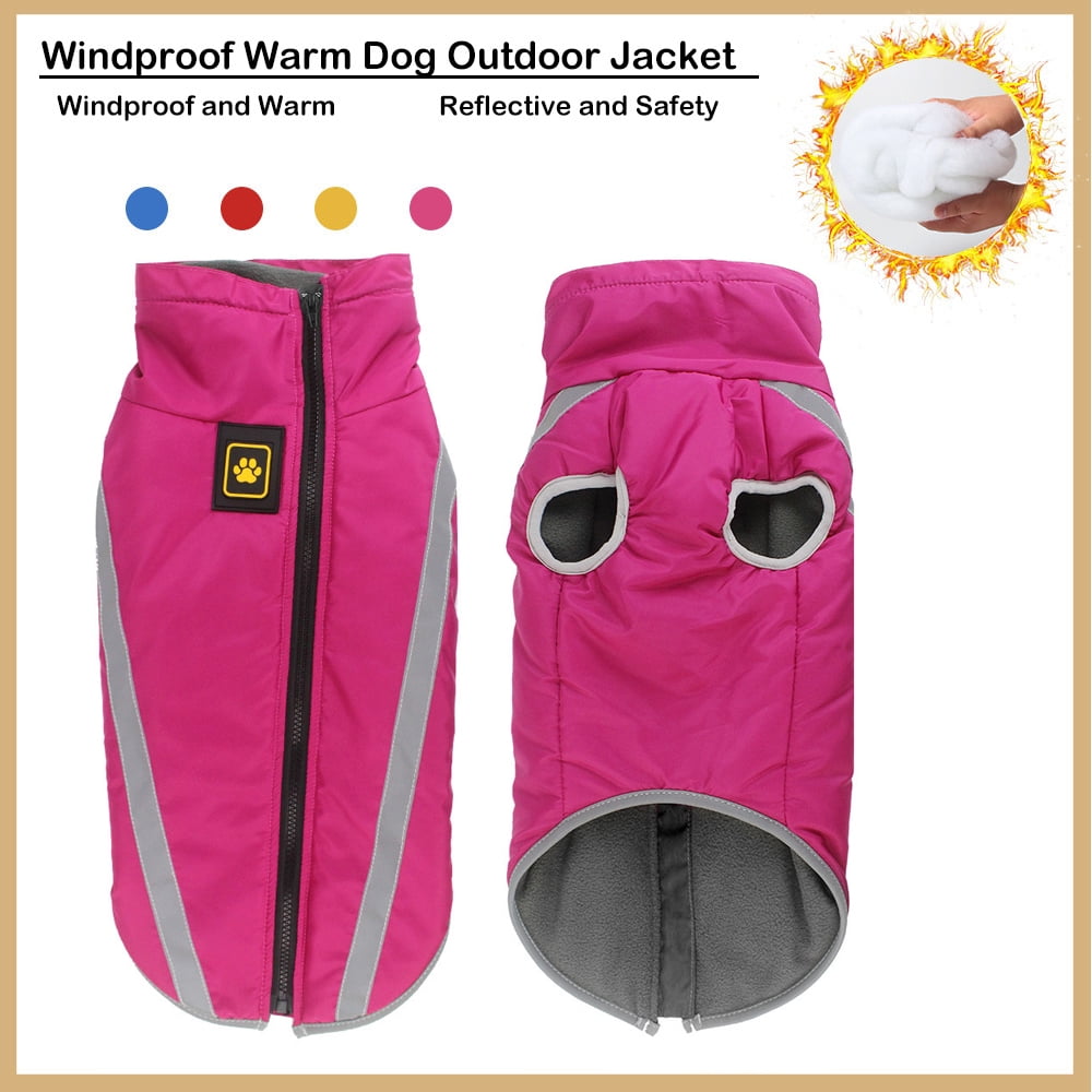 Windproof Dog Costume for Large Dogs Super Warm Puppy Reflective Jacket