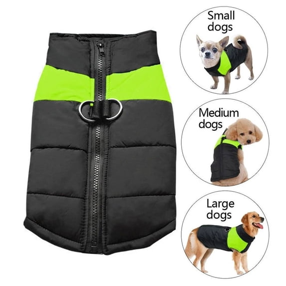 Windproof Dog Winter Jacket Waterproof Dog Coat Warm Dog Vest Cold Weather Pet Clothes for Small Medium Large Dogs(Green,L)