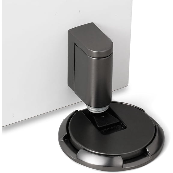 Windproof Door Stopper Indoor Heavy Duty Floor Door Stop Keep Door Open Mechanical No Drilling Door Stopper with Screws and 3M Adhesive-1Gray