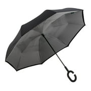 MOUNTIAN SNOW Windproof Rain Umbrellas with C-Shaped Handle, RosePink