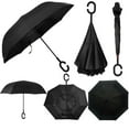 thumbnail image 1 of Windproof Double Layer Folding Inverted Umbrella, Self Stand Upside-Down Rain Protection Car Reverse Umbrellas with C-Shaped Handle S13, 1 of 7