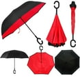 thumbnail image 1 of Windproof Double Layer Folding Inverted Umbrella, Self Stand Upside-Down Rain Protection Car Reverse Umbrellas with C-Shaped Handle S1, 1 of 15