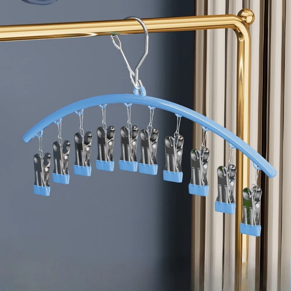 Windproof Drying Rack with Clips – Plastic Coat Hanger for Socks ...
