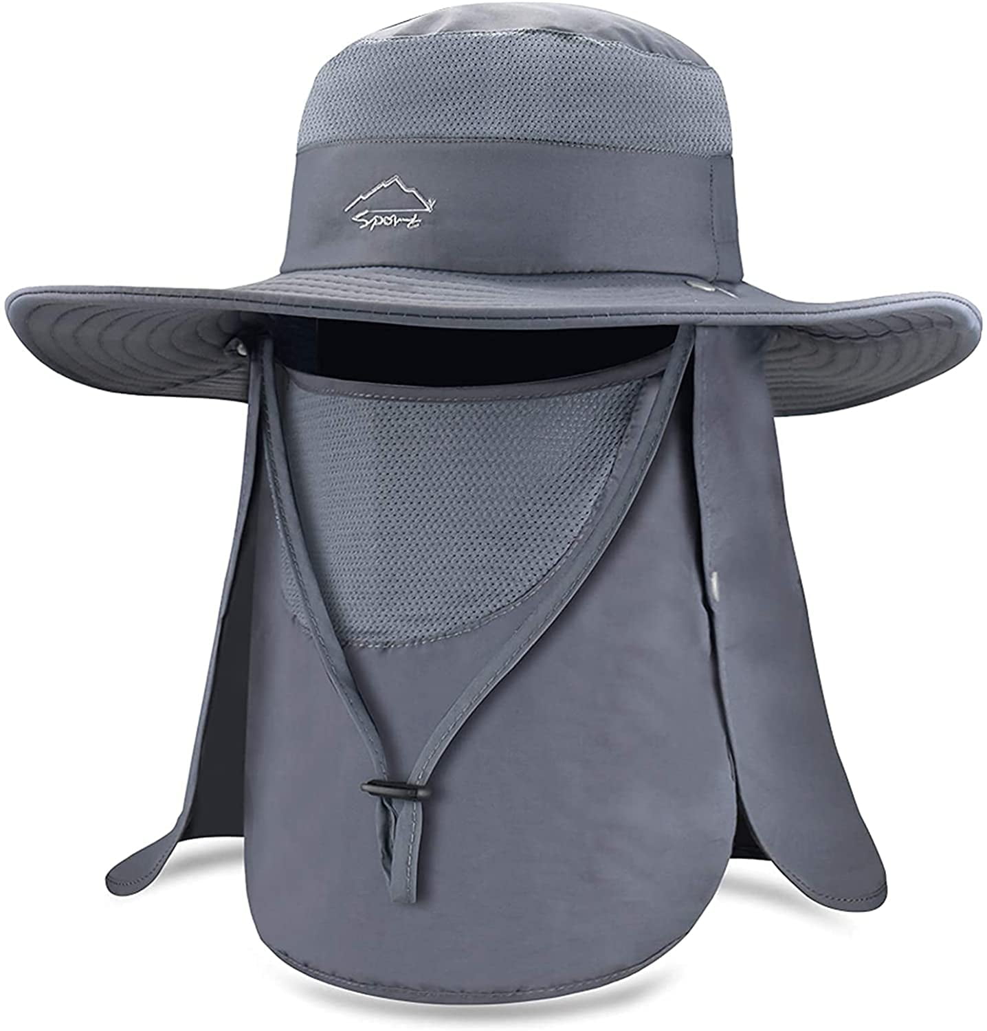 JORMATT Outdoor Fishing Sun Hat Waterproof UV Protection Wide Brim Sun Hat with Flap Neck Cover Mesh Breathable Foldable Safari Cap unisex UPF 50+ Lig