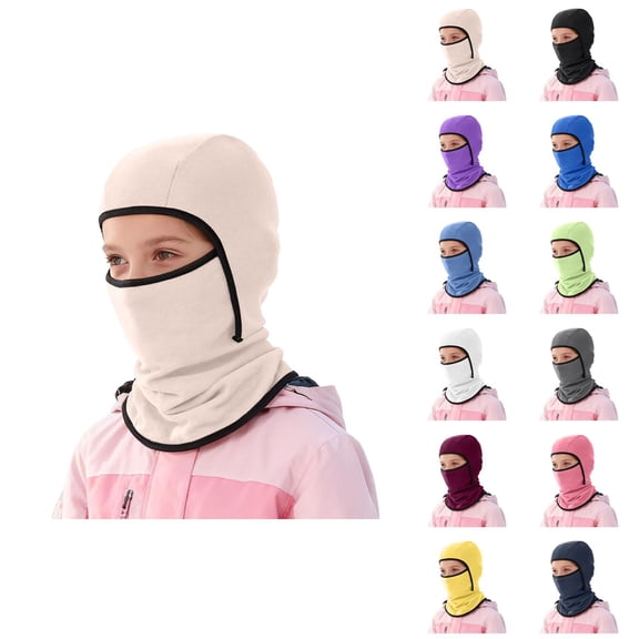 Windproof Balaclava for Kids, Winter Ski Face Warmer Hooded Neck Gaiter for Youth, Cold Weather Face Mask for Boys Girls