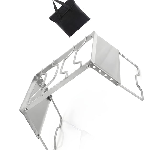 Windproof Folding Outdoor Stove Stand Adjustable Heights Portable Design for Camping Cooking 304Stainless Steel Texture
