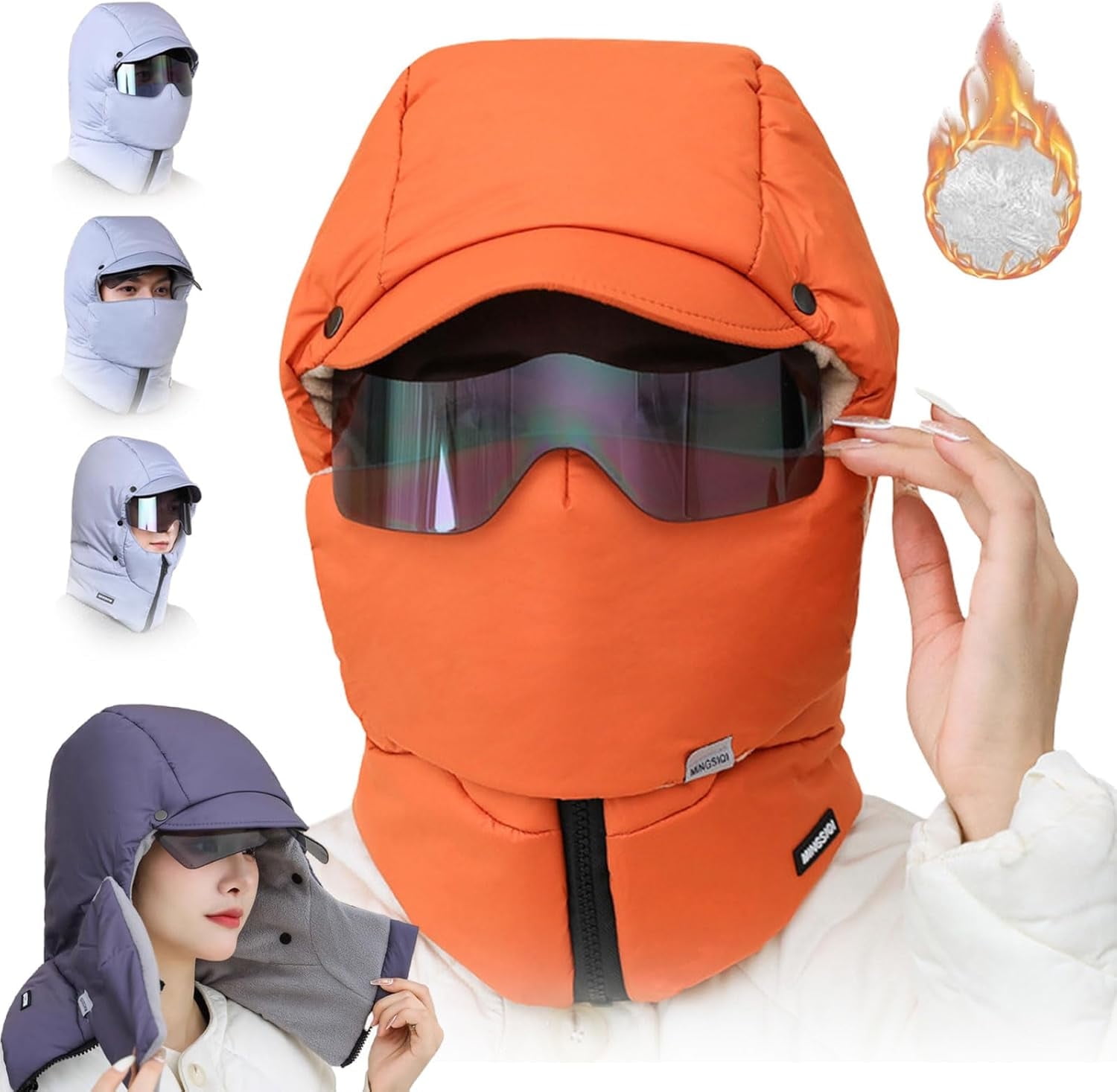 Windproof Full Cover Outdoor Riding Mask with Glasses, Winter Windproof Thermal Ski Mask, Unisex