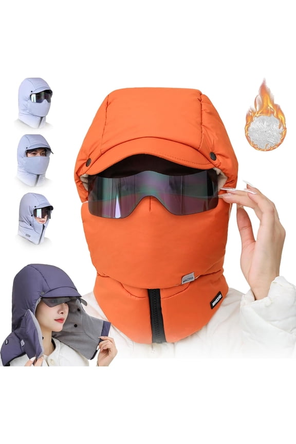 Windproof Full Cover Outdoor Riding Mask with Glasses, Winter Windproof Thermal Ski Mask, Unisex