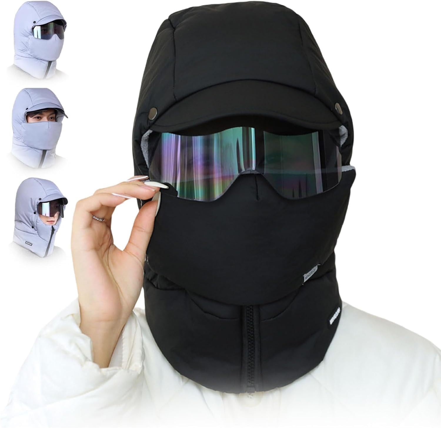 Windproof Full Cover Outdoor Riding Mask with Glasses, Winter Windproof Thermal Ski Mask, Unisex