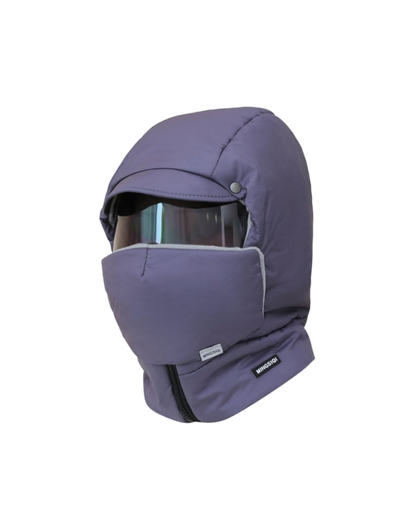 Windproof Full Cover Winter Hat with Glasses for Men & Women Thermal Thick Acrylic for Outdoor Activities