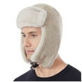 thumbnail image 1 of Windproof Fuzzy Trooper Hat Womens Mens Winter Warm Fleece Lined Knit Trapper Cap with Earflaps Hunting Ski Beige, 1 of 6