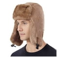 thumbnail image 1 of Windproof Fuzzy Trooper Hat Womens Mens Winter Warm Fleece Lined Knit Trapper Cap with Earflaps Hunting Ski Khaki, 1 of 7