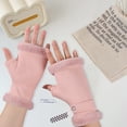 thumbnail image 1 of Windproof Gloves Winter Half Finger Gloves Plush Fabric Soft Warm Korean Style Windproof Cold proof Velvet Anti slip 1 Pair Women Winter, 1 of 5