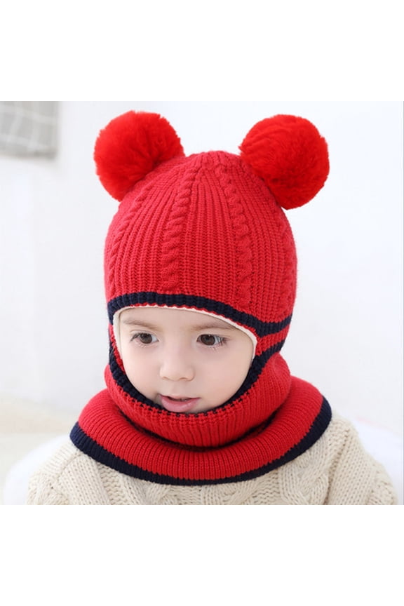 Windproof Hat Thick Baby Caps Warm Ski Scarf Hat Kids Hood Knitted Cycling Winter Thermal Earflap Toddler Kids Hat Kids Hats Boys Toddler Boy Baseball Cap Toddler Winter Hats for Boys Pack