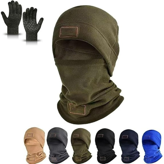 Windproof Hat Windproof Mask Polar Fleece Bandana Full Face Thermal Ski Mask Neck Warmer Winter Face Masks for Cold Weather(Green)