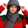 thumbnail image 1 of Windproof Hooded Scarf Hats for Woman Ear Protection One Piece Trapper Cap Winter Warm Skiing Cycling Outdoor, Dark Grey, 1 of 7