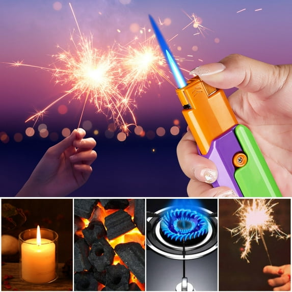 Windproof Inflatable Lighter with Retractable Foldable Design, Cool Blue Flame for Everyday Use