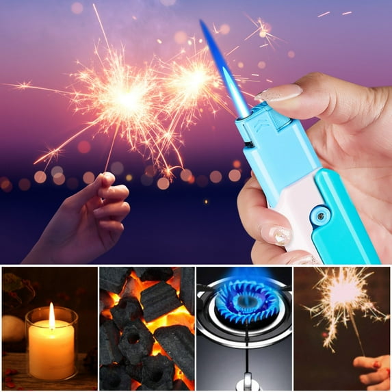 Windproof Inflatable Lighter with Retractable Foldable Design, Cool Blue Flame for Everyday Use