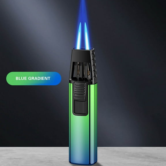 Windproof Jet Flame Lighter,Handheld Straight Flame Torch Lighter with Gradient Color Finish,5 Jet Flames for Cigar and Kitchen Use,Refillable Anti-Slip Ignition for Outdoor and BBQ