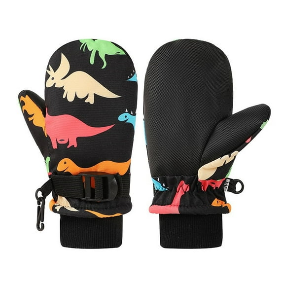 Windproof Kids Ski Gloves Thermal Fleece Lined Ice Skating Mittens Cartoon Mitts for Boys Girls 6 Months to 8 Years