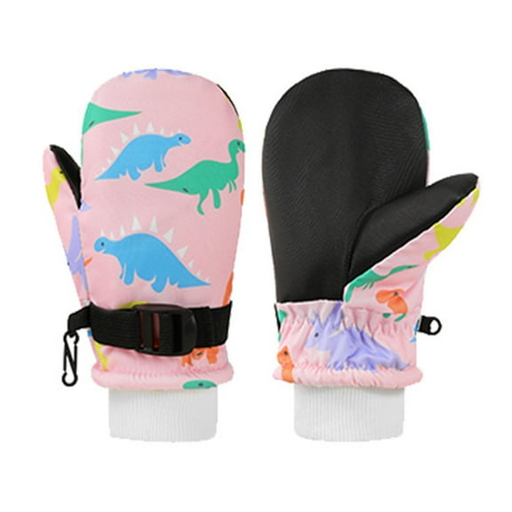 Windproof Kids Ski Gloves Thermal Fleece Lined Ice Skating Mittens Cartoon Mitts for Boys Girls 6 Months to 8 Years