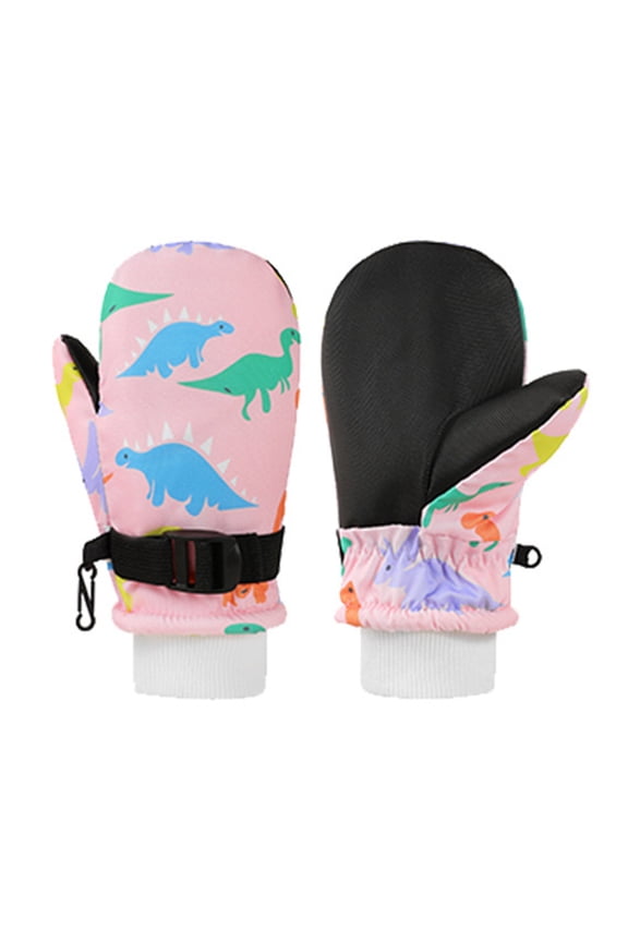 Windproof Kids Ski Gloves Thermal Fleece Lined Ice Skating Mittens Cartoon Mitts for Boys Girls 6 Months to 8 Years