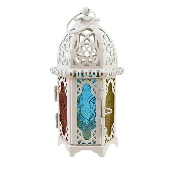 Windproof Lantern Vintage Glass Candlestick Holder Wrought Iron Home Decor Indoor Outdoor Tabletop Fireplace Mantel Ornament Rustic Farmhouse Romantic Ambiance Lighting Cottage Gift