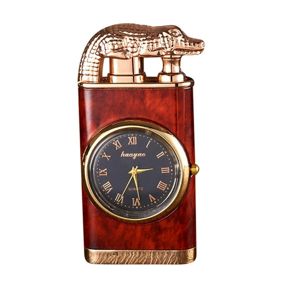 Windproof Lighter, Gaqring Dual Flame Quartz Watch Lighter, Refillable Metal Blue Flame Cigar Lighter with Adjustable Fire Fashion Gift