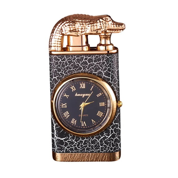 Windproof Lighter, Gaqring Dual Flame Quartz Watch Lighter, Refillable Metal Blue Flame Cigar Lighter with Adjustable Fire Fashion Gift
