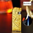 thumbnail image 1 of Windproof Lighter, Gaqring Rechargeable Double Flame Metal Lighter, Portable Butane Refillable Men's Lighter with Gift Box for Outdoor, Gold, 1 of 1