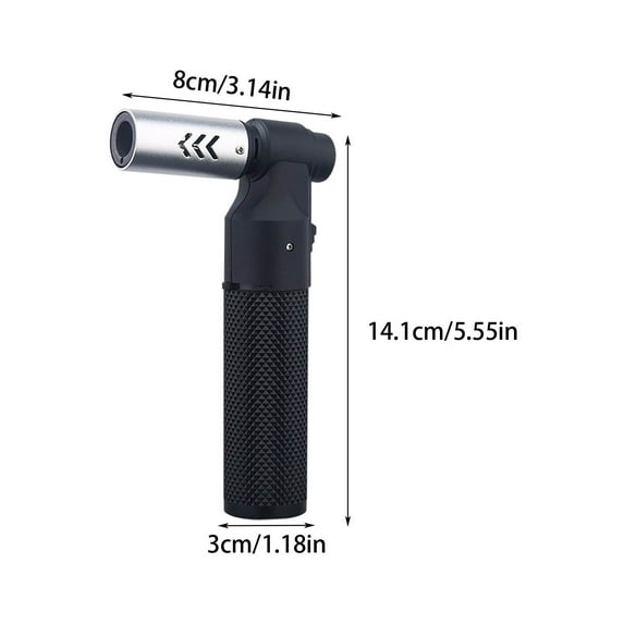Windproof Lighter, Rechargeable Torch Lighter, Adjustable Flame Butane Lighter for Candles Fireplace BBQ, Portable Metal Alloy Design with Non-Slip Grip and Refillable Fuel