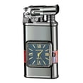 thumbnail image 1 of Windproof Lighter, Vintage Lighter with Watch, Jet Torch/Soft Flame Switchable Lighter, Cool Lighter with Adjustable Flame Dial, Butane Refillable for Men/Husband (Black,Fuel Not Included), 1 of 5