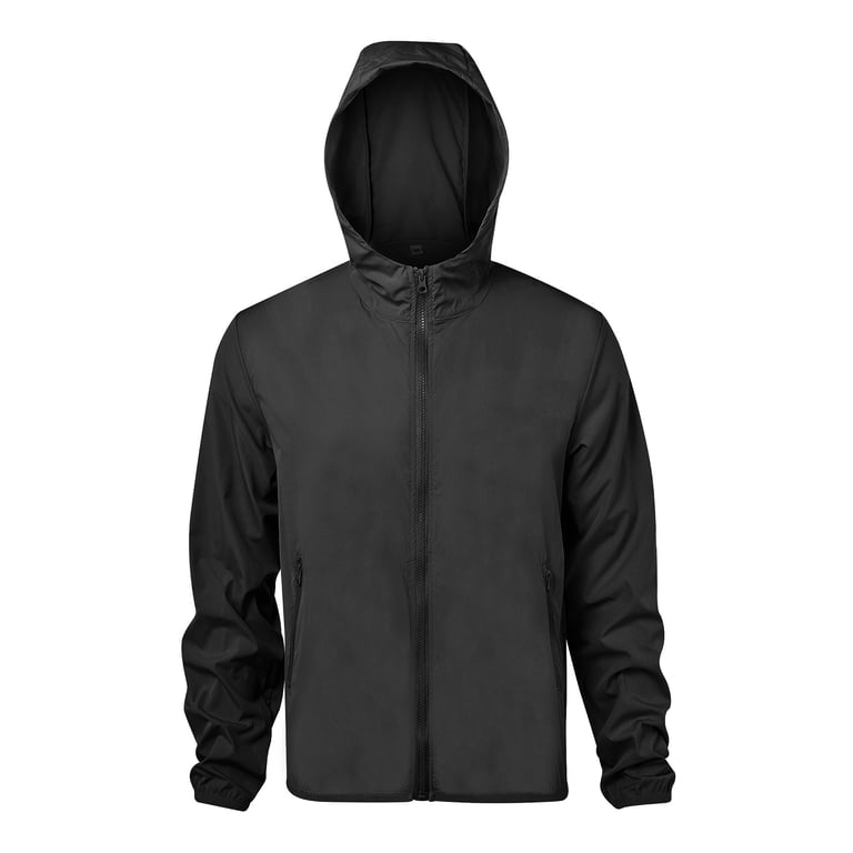 Windproof Lightweight Hooded Windbreaker Shell Jacket for Men