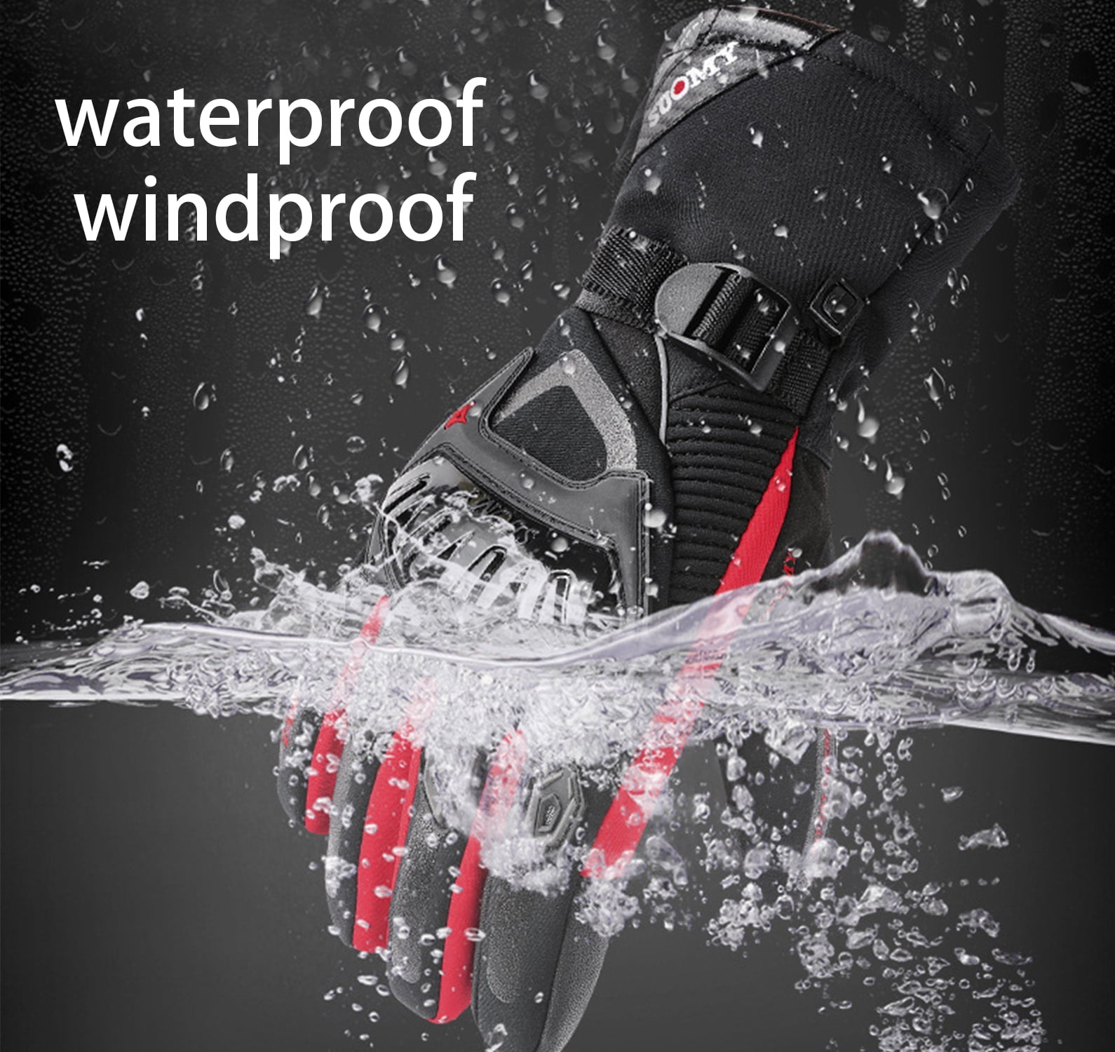 1 Pairs Windproof Motocycle Gloves for Winters, Black Warm Motorcycle ...