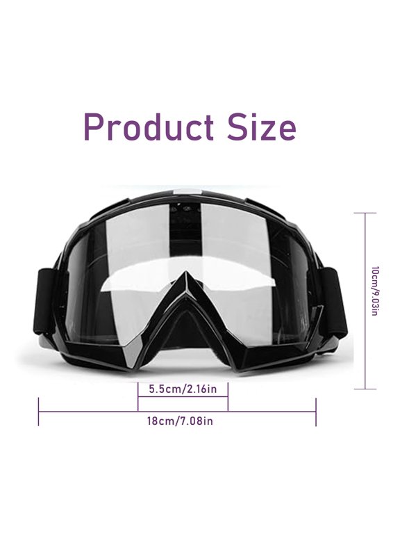 Windproof Motorcycle Goggles, Anti-Scratch Dustproof Ski Goggles with Adjustable Elastic Strap, Over Glasses Racing & Off-Road Riding Goggles for Motorcycle, Cycling