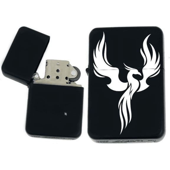 Windproof Phoenix Bird Black Matt Lighter - (PH-6) - Christmas, Halloween & Valentines Day Gift