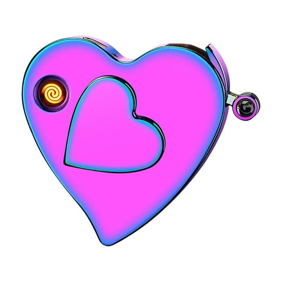 Windproof Projection Lighter, Dual Fuel Electric and Butane Operated, Micro-Engraved Heart Design, Rechargeable Portable Lighter