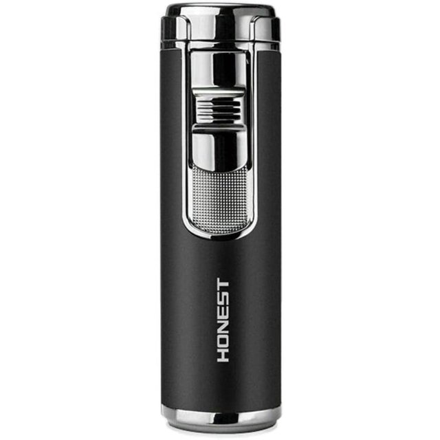 Windproof Quad 4 Nozzles Jet Flame Lighter Refillable Butane Gas Fuel