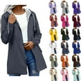thumbnail image 1 of Windproof Rain Jackets for Womens Warm Solid Color Rain Jacket Outdoor Hooded Windproof Loose With Pocket Coat, 1 of 8