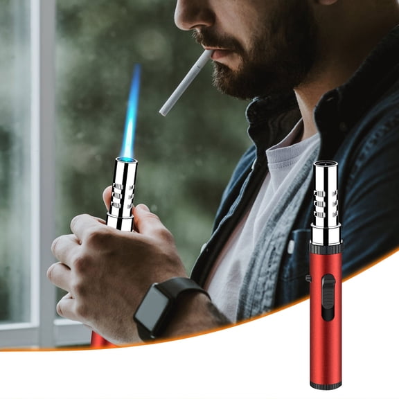 Windproof Refillable Butane Torch Lighter, Blue Flame Culinary Blowtorch with Adjustable Flame Intensity, Turbine Torch Lighter for BBQ Baking Creme Brulee Camping Outdoor Use