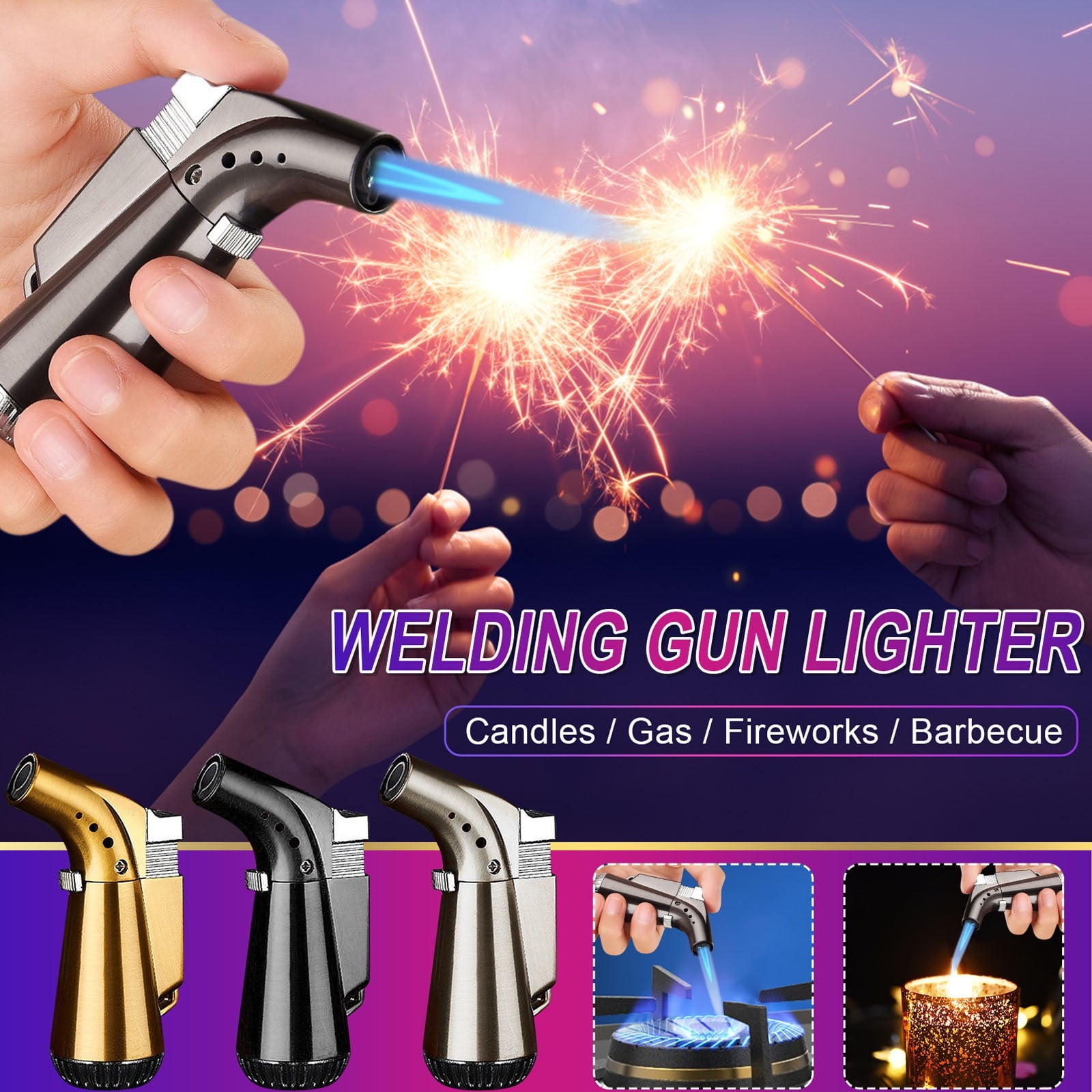 Windproof Refillable Lighter,Adjust Flame,Used For Barbecue Kitchen