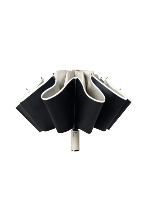 Windproof Reverse Folding Travel Umbrella with Reflective Stripe, 10 Rib Double Vented Canopy, Fully Automatic Design, 41 Inch Diameter, UPF 50+