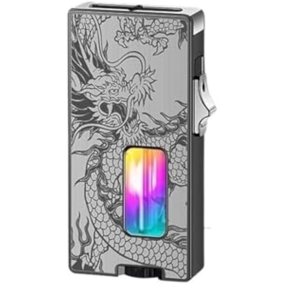 Windproof Seven-Hole Fire Refillable Lighter, Sevens Holes Gas Lighter, Hole Fire Lighters, Open Flame Butane Rechargeable Induction Lighters, Transparent Fuel Window (Black Nickel Auspicious Dragon)